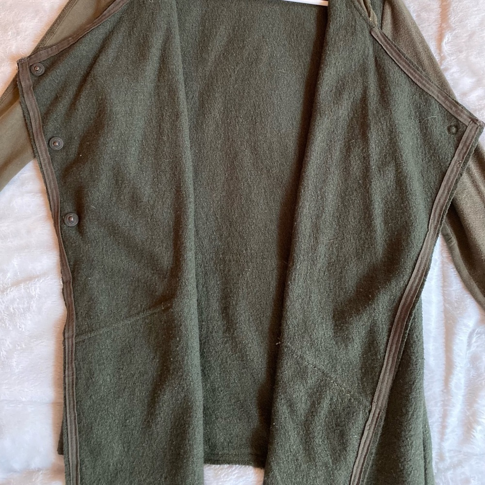 Free People Army Green Cardigan Lightweight Coat - Picture 6 of 10